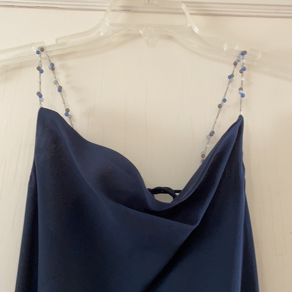 Thea Dora long gown, beaded straps, low back, size 10 (runs small), navy blue - Picture 2 of 3